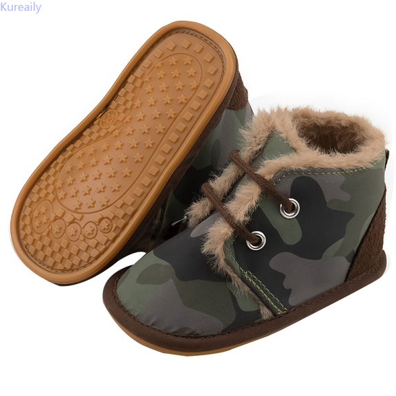 Kureaily Baby Winter Shoes For Walking Warm Lined Shoes With Rubber Sole Baby Shoes For 0 18 Months 0-6 Months