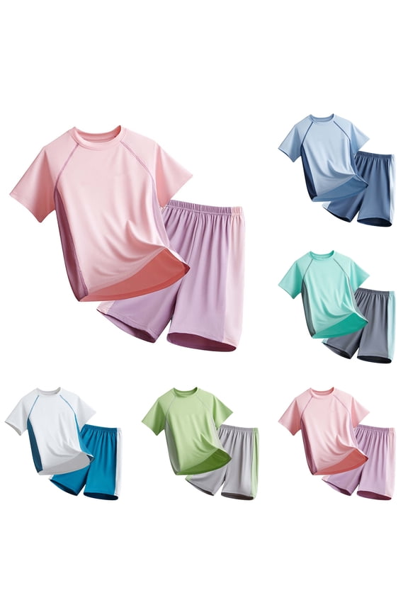 Boys Athletic Outfit Cool Comfort Performance Wear Two Piece Sportswear For Kids Play And School Loose Outfits,Little Kid ,Size 4-5 Years/(Pink)