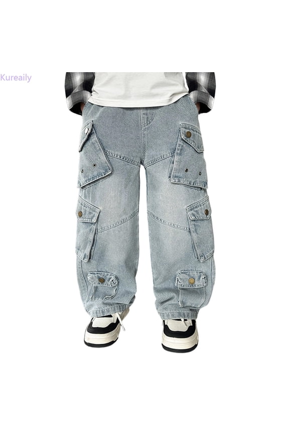 Boys Cargo Jogger Pants With Adjustable Waistband Durable Twill Casual Trousers For Kids Playground School Daily Wear Comfortable Flexible Easy Movement Outdoor Indoor Play 7-8 Years