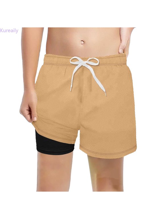 Boys Casual Elevated Fit Drawstring Waist Shorts For Play UltraComfort High Rise Stretchy Knit Sport Flex Pants For Boys/ 2-3 Years/ Little Kid (Yellow)