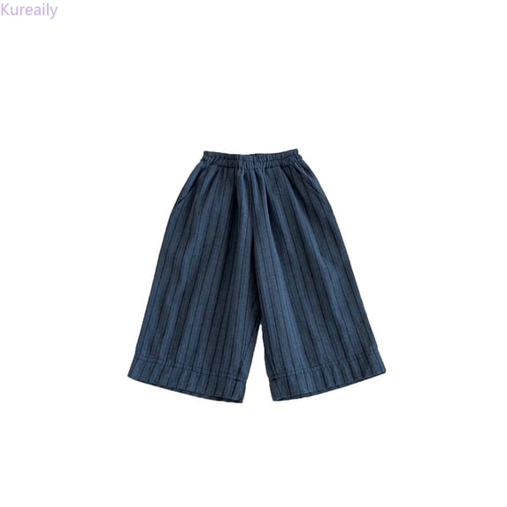 Kureaily Boys Casual Wide Leg Pants With Comfortable Linen Blend Trousers For Toddlers And Kids/ 12-18 Months/ Toddler (Blue)