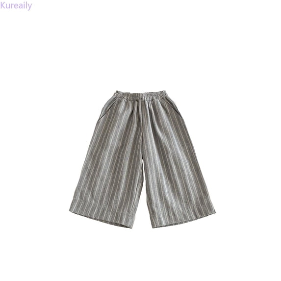 Kureaily Boys Casual Wide Leg Pants With Comfortable Linen Blend Trousers For Toddlers And Kids/ 2-3 Years/ Little Kid (Gray)