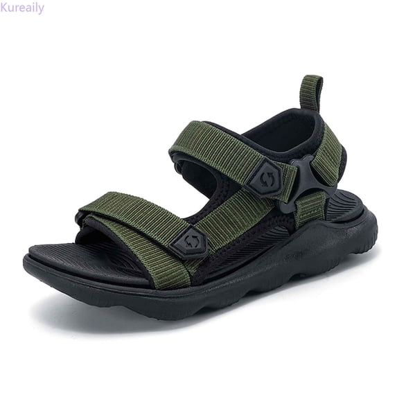 Kureaily Boys Sandals For Everyday Use Outdoor Activities And Casual Wear Comfortable Fixed Design For Ages 9 17 Durable Summer Footwear/ Size 12,5.5-6 Years(Green)