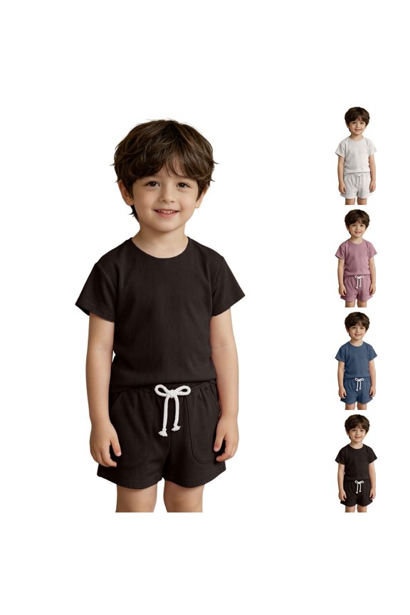 Boys Summer Outfit Short Sleeve And Shorts Casual Wear Toddler Youth Bundle Outfits for Boys,Toddler ,Size 12-18 Months/(Pink)