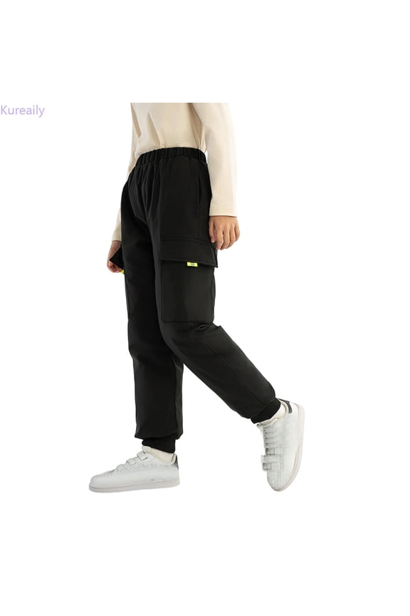 Boys Winter Down Pants Insulated Trousers With White Windproof Outdoor Play Casual Joggers For Toddlers Kids Youth Children 5-6 Years