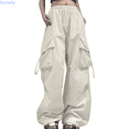 thumbnail image 1 of Kureaily Cargo Pants Woman Relaxed Fit Baggy Clothes Black Pants High Waist Zipper Slim Drawstring Waist With Pockets Loose Plus Size Straight Leg Pant, 1 of 5