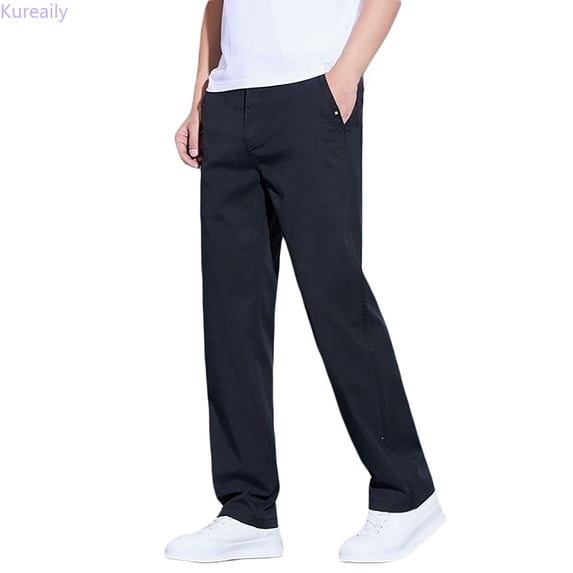 Kureaily Casual Pants Lightweight Breathable Stretch Straight Leg Trousers For Business Travel Comfortable Elastic Mens Casual Joggers Pants,28/(Black)