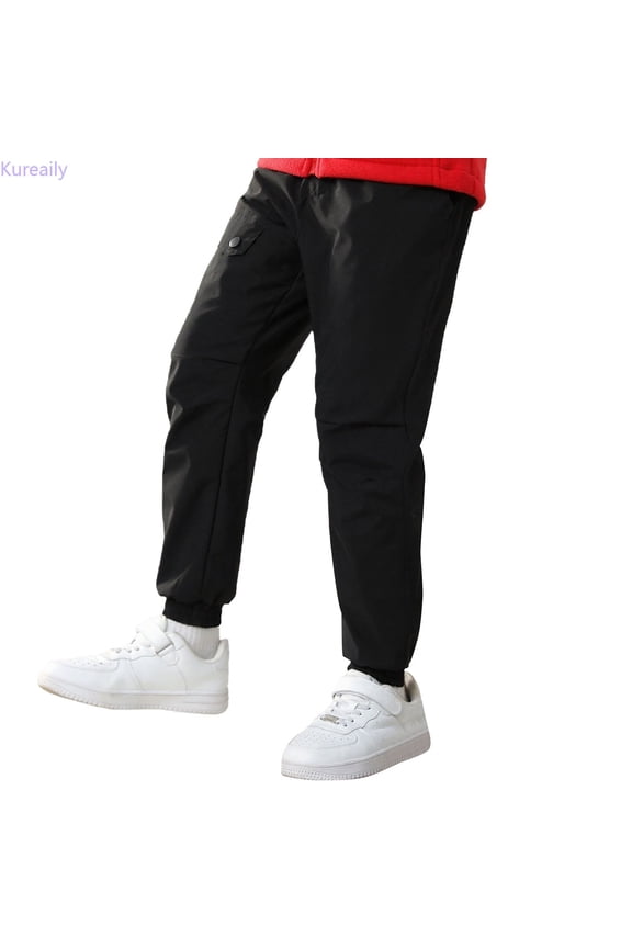 Children's Hiking Trousers Water Proof Outdoor Trekking Trousers Elasticated Waist Thicken Jogging Bottoms For Kids Boys Girls 5-6 Years