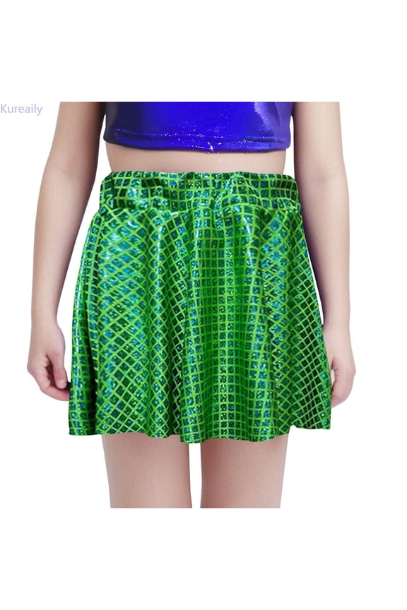 Children's Sequin Cheerleading Skirt With Cut Design Versatile Dance Short Dress For Performances And Events L