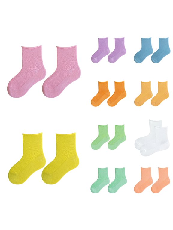 Children's Spring Summer Solid Candy Color Socks Toddler Kids Baby Boys Girls Thin Mesh Crew Socks ,little girls school hosiery Size S ,Green
