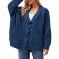 thumbnail image 1 of Kureaily Chunky Knit Button Down Cardigan For Oversized Collar Knit Open Front Sweater Coat Button Down Cardigan, 1 of 4