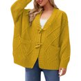 thumbnail image 1 of Kureaily Chunky Knit Button Down Cardigan For Oversized Collar Knit Open Front Sweater Coat Long Sleeve Cardigan, 1 of 4