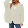 thumbnail image 1 of Kureaily Chunky Knit Button Down Cardigan For Oversized Collar Knit Open Front Sweater Coat Womens Lightweight Cardigan, 1 of 4