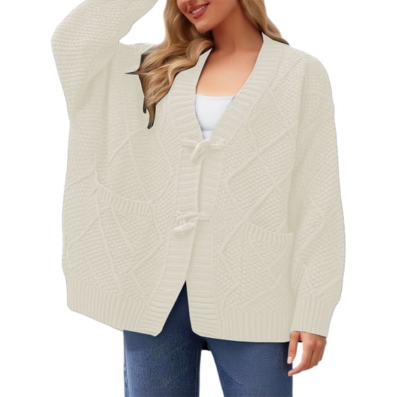 Kureaily Chunky Knit Button Down Cardigan For Oversized Collar Knit Open Front Sweater Coat Womens Lightweight Cardigan