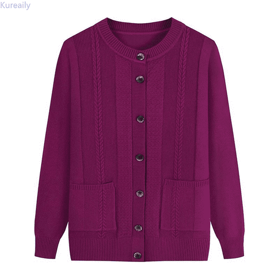 Kureaily Classic Knit Cardigan For Long Sleeve Open Front Sweater Comfortable Lightweight Button Up Top For Casual Wear Long Sleeve Cardigan