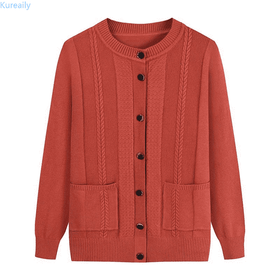 Kureaily Classic Knit Cardigan For Long Sleeve Open Front Sweater Comfortable Lightweight Button Up Top For Casual Wear Solid Color Cardigan