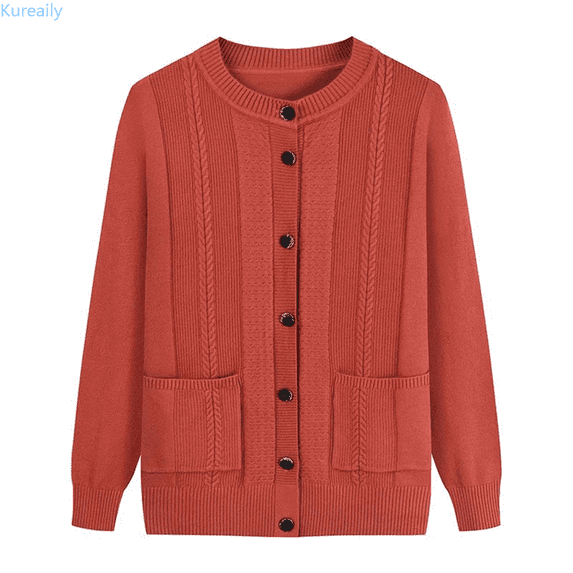 Kureaily Classic Knit Cardigan For Long Sleeve Open Front Sweater Comfortable Lightweight Button Up Top For Casual Wear Solid Color Cardigan