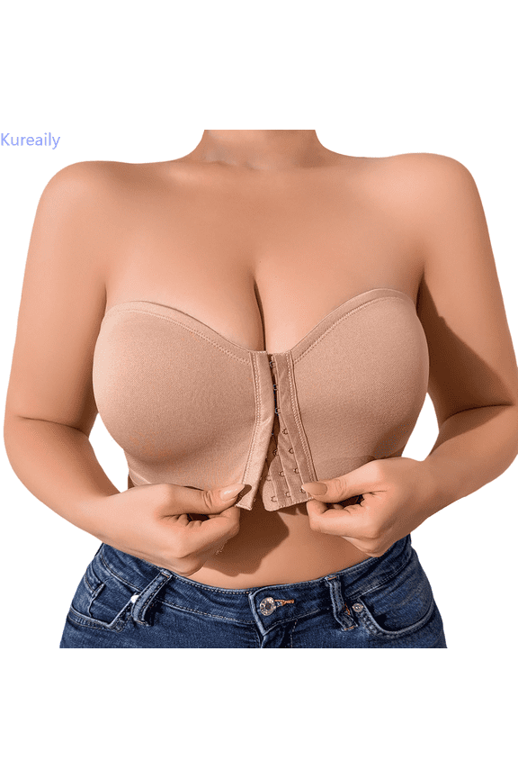 Comfortable Plus Size Front Closure Bra For Home And Leisure Hook Design Versatile Style For Year Round Wear Padded Bras