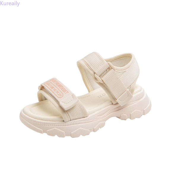 Kureaily Comfortable Thick Sole Kids Sandals With Straps For Everyday Play And Beach Adventures Flats Dress Sandals, Size 10.5,4-4.5 Years(Beige)