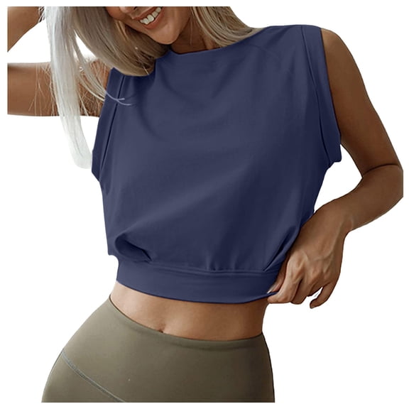 Kureaily Crop Top Athletic Shirts For Women Cute Sleeveless Yoga Tops Running Gym Workout Shirts Yoga Running Sports Shirt Top Basic Camisole Shirts