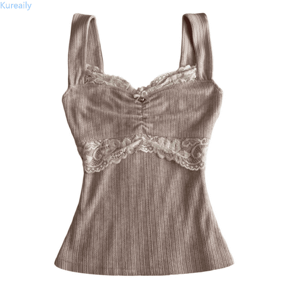 Kureaily Elegant Lace Bow Tie Versatile Camisole Top For Sleeveless Layering Tank Tank Tops for Women