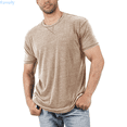thumbnail image 1 of Kureaily European Solid Color Lightweight Elastic Base Shirt Men Casual Loose Comfortable Trendy Business Sports Round Neck Short Sleeved T Shirt Men's Loose T-Shirt, 1 of 1