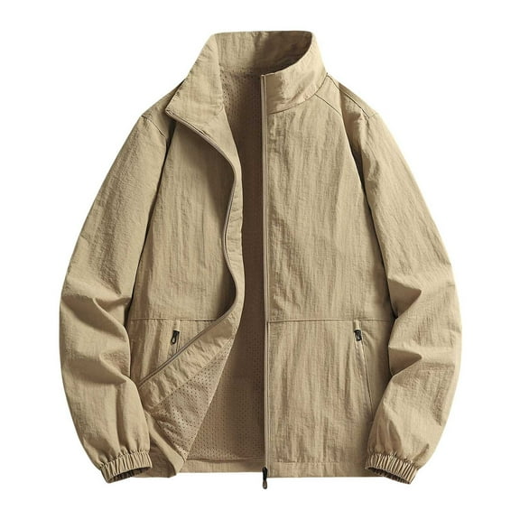 Kureaily Fall Jacket Loose Plus Size Top Casual Simple Menswear Thin Breathable Coat