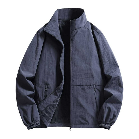 Kureaily Fall Jacket Loose Plus Size Top Casual Simple Menswear Thin Breathable Coat