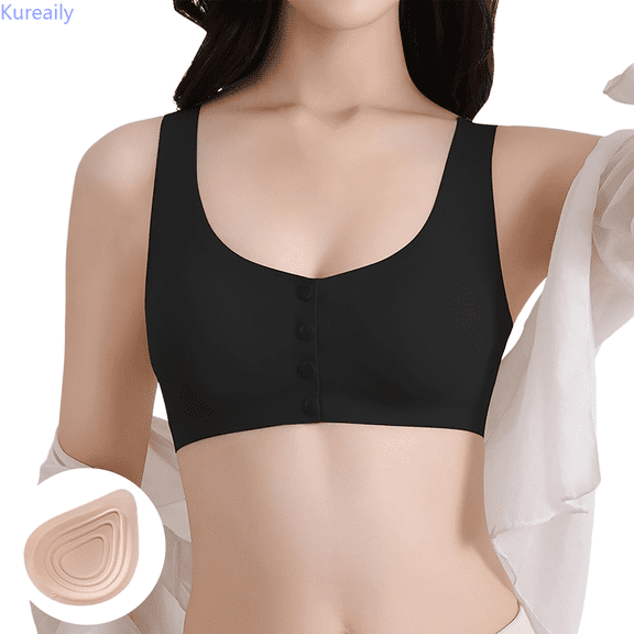 Kureaily Front Closure Bra Soft Breathable Post Bra For Prosthetic Breast Comfort Womens Deep V Bras