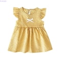thumbnail image 1 of Kureaily Girl Summer Fly Sleeve Plaid Pattern Solid Color Dress Summer Light Casual Dress Four Colors Available 6-12 Months, 1 of 5