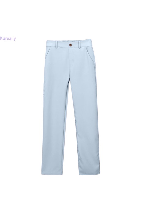 Girls And Boys Pants Kids Dress Pants High Stretchy With Pockets Size 5 16 Years/ 14-15 Years/ Big Kid (Blue)