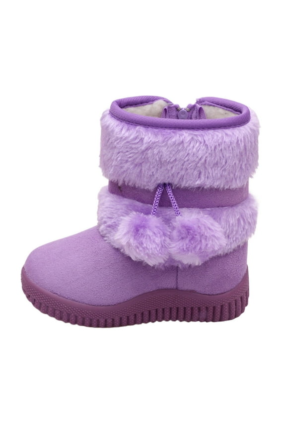 Girls' Autumn And Winter Snow Boots Thick Soles Non Slip Warm Comfortable Solid Color Zipper Shoes Us Size 1