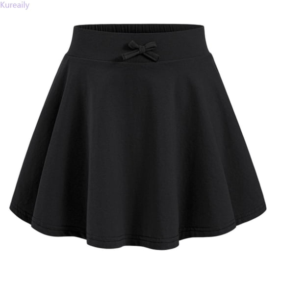 Kureaily Girls Casual Summer Skirt With Bow Solid Color Athletic Tennis Skirt For Tweens And Teens Comfortable Stretchy Waistband Playwear 5-6 Years