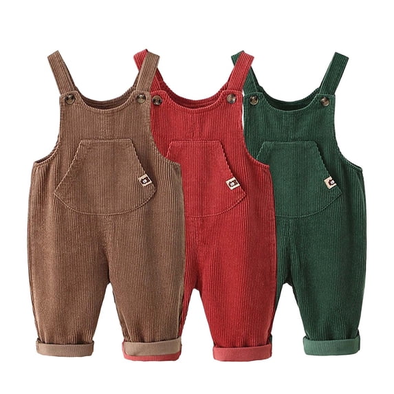 Kureaily Girls Corduroy Toddler Baby Jumpsuit Denim Style Pants With Adjustable Straps ,Summer Kids Overall PantsSize 6-12 Months ,Green
