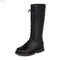 thumbnail image 1 of Kureaily Girls Lace Up Riding Boots Mid Calf Boots PU Leather Side Zipper Punk Boot 3 14 Years 4-4.5 Years, 1 of 5