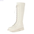 thumbnail image 1 of Kureaily Girls Lace Up Riding Boots Mid Calf Boots PU Leather Side Zipper Punk Boot 3 14 Years 4-4.5 Years, 1 of 5