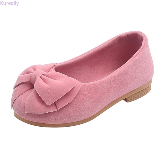 Kureaily Girls Plain Color Bowknot Mary Jane Dress Shoes 2.5-3 Years