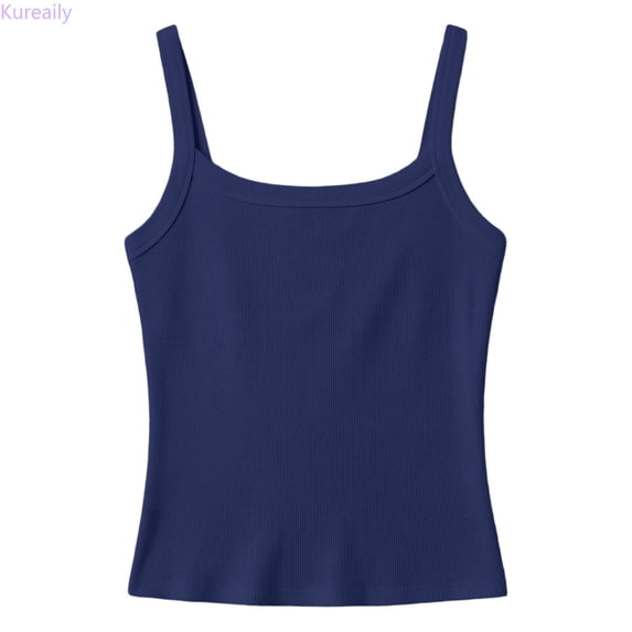 Kureaily Girls Ribbed Stretch Sleeveless Tank Top Casual Basic Slim Fit Tee Shirt For Kids Toddler Youth/ 13-14 Years/ Big Kid (Blue)
