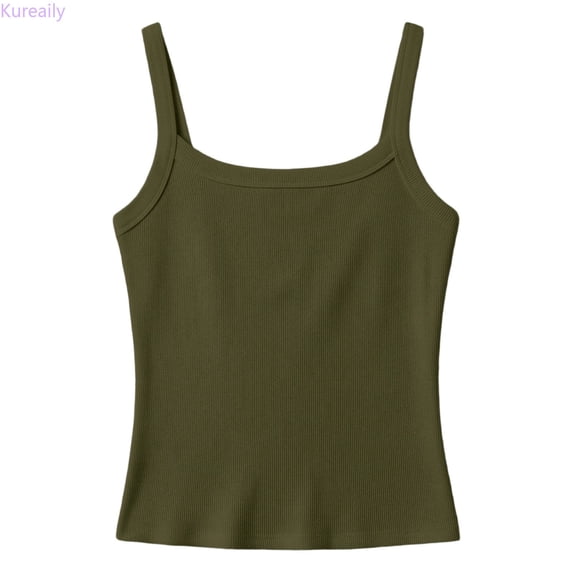 Kureaily Girls Ribbed Stretch Sleeveless Tank Top Casual Basic Slim Fit Tee Shirt For Kids Toddler Youth/ 7-8 Years/ Little Kid (Green)