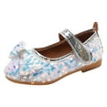 thumbnail image 1 of Kureaily Girls Sandals Fashionable Pattern Sequin Decoration Bow Cute And Comfortable Flat Bottomed Shoes 4t Wrestling Shoes Girl Sandals Size 1 4.5-5 Years, 1 of 9