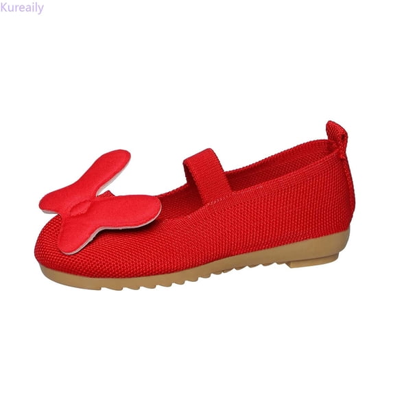 Kureaily Girls Sneakers For Toddlers Breathable Mesh Casual Shoes With Bow Design Comfortable Lightweight Everyday Walking Footwear For Kids Age 3 11/ Size 12.5,6-7 Years(Red)