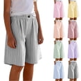 thumbnail image 1 of Kureaily Girls Summer Casual Striped Elastic Waist Shorts With Pockets Playwear ,Striped Casual ShortsSize 9-10 Years ,Pink, 1 of 6