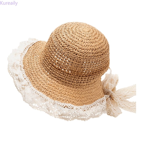 Kureaily Girls Sun Hat Wide Brim Beach Hat For Baby Toddler Summer Outdoor Sun Floppy Visor Cap ,Children Sun Cap Size 2-7 Years ,Coffee