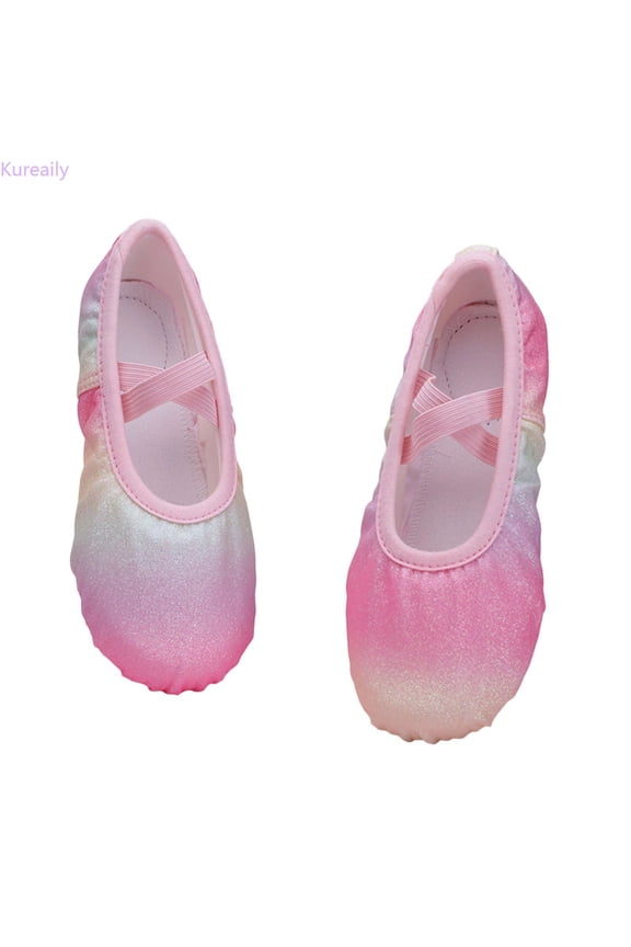Gleaming Glitter Ballet Girls Sneakers For Dance Practice And Performances Soft Soled Shoes For Play Gradient 2.5-3 Years
