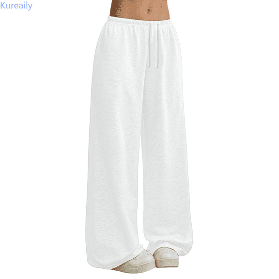 Kureaily Graphic Baggy Pants Drawstring High Waisted Baggy Sweatpants With Pocket Streetwear Beach Lounge Pants