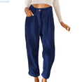 thumbnail image 1 of Kureaily High Waist Casual Pants European And Solid Color Corduroy Loose Straight Pants Beach Lounge Pants, 1 of 5