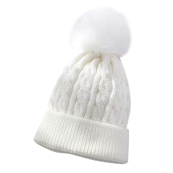 Kureaily Infant Baby Girls Boys Soft Warm Knit Hat Kids Winter Hat With Fleece Hood Cap ,School Essentials Knit Hats One Size ,White