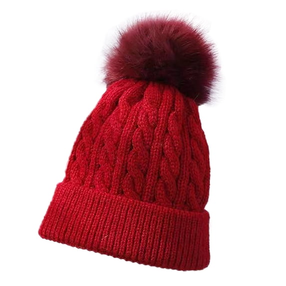 Kureaily Infant Baby Girls Boys Soft Warm Knit Hat Kids Winter Hat With Fleece Hood Cap ,School Essentials Knit Hats One Size ,Wine