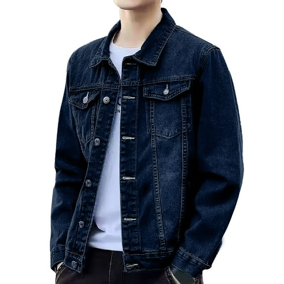 Kureaily Jean Jacket For Men - Classic Style Regular Fit Casual Outerwear Button Down Cowboy Cut - Men's Denim Jacket