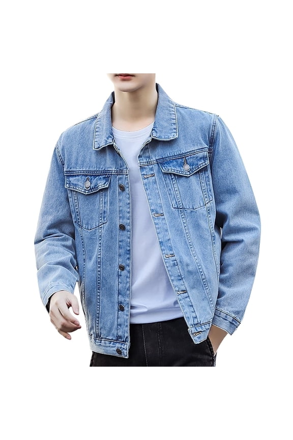 Jean Jacket For Men - Classic Style Regular Fit Casual Outerwear Button Down Cowboy Cut - Men's Denim Jacket